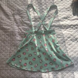 Hello Kitty x Pusheen skirt with adjustable suspenders
